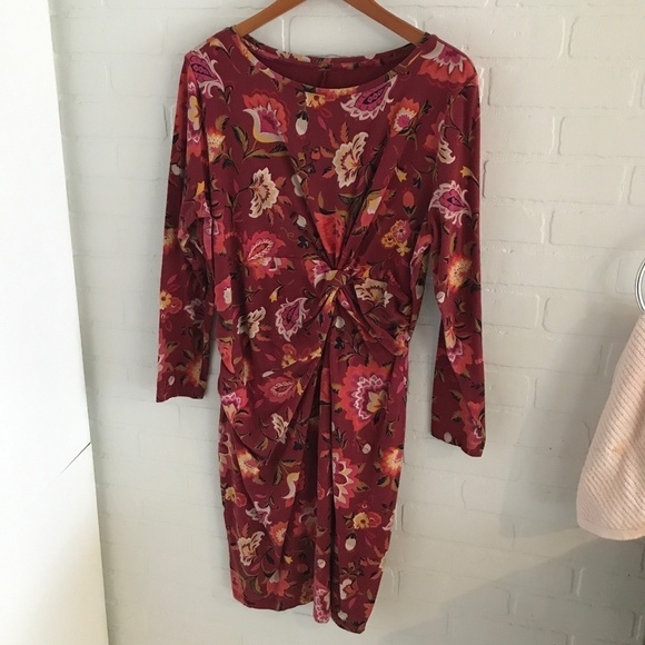 Old Navy Mini dress Paisley Cinnamon Long sleeve Twist Front Maternity XXL - Picture 3 of 6